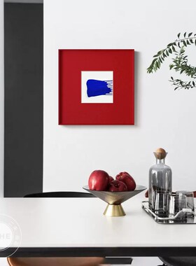 蓝红撞色小众艺术挂画包豪斯极简装饰画现代简约高级感餐厅客厅画