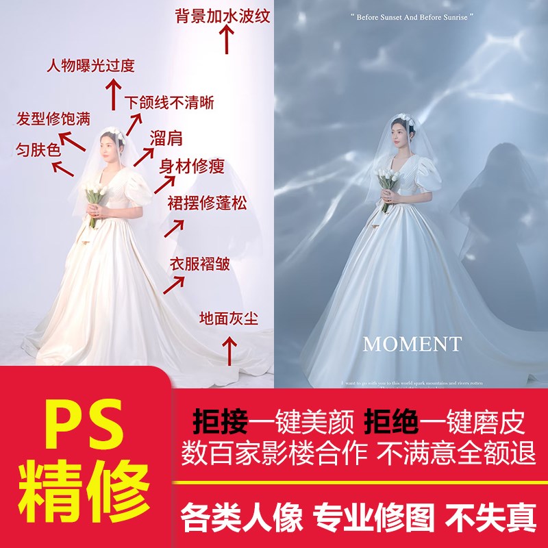 专业修图p图照片精修婚纱照精修旅拍写真换背景儿童孕妇证件照图片
