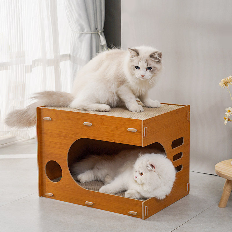 猫窝猫抓板一体双层特大号耐抓夏季耐用不掉屑纸箱瓦楞纸木房子屋图片
