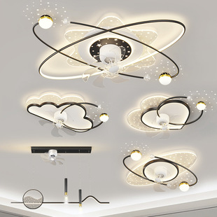 客厅风扇灯隐形静音摇头电扇吸顶灯2022新款创意卧室吊扇组合套餐