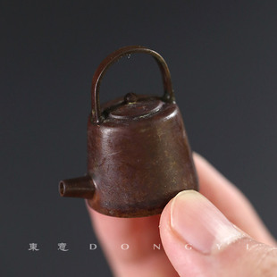 黄铜香插香炉家用室内檀香线香座禅意茶道提梁壶小琴炉 东意文房