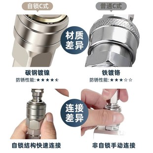 气管快速接头气动空压机配件大全气泵圆三通二通c式 新款 自锁阀门