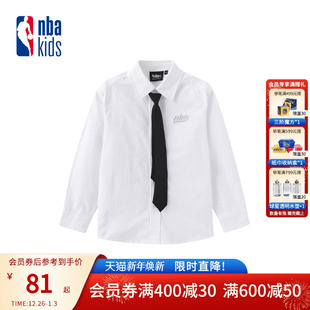 上衣K233SH010P 翻领领带白衬衫 nbakids童装 秋冬男女童长袖