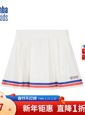 nbakids童装春夏女童运动半身裙百褶裙内衬安全裤甜美K242SK610P