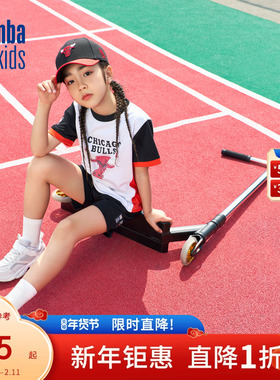 nbakids童装男童短袖球队撞色拼接套装舒适潮流K232ST801P