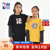nbakids童装 秋冬男女童假两件拼接T恤长袖 儿童上衣舒适K243TS140P