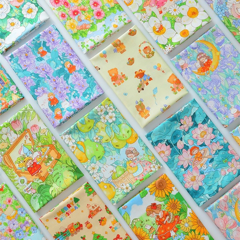 全棉20支加厚甜美治愈卡通画纯棉布料连衣裙装饰睡衣家居手工布料