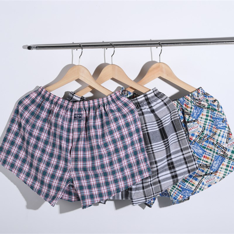 4条阿罗裤男士纯棉大码平角内裤衩子中老年宽松家居睡裤全棉短裤