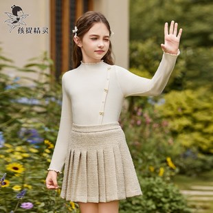 女童木耳边毛衣2024新款洋气中大童打底衫儿童女针织衫秋装春秋款