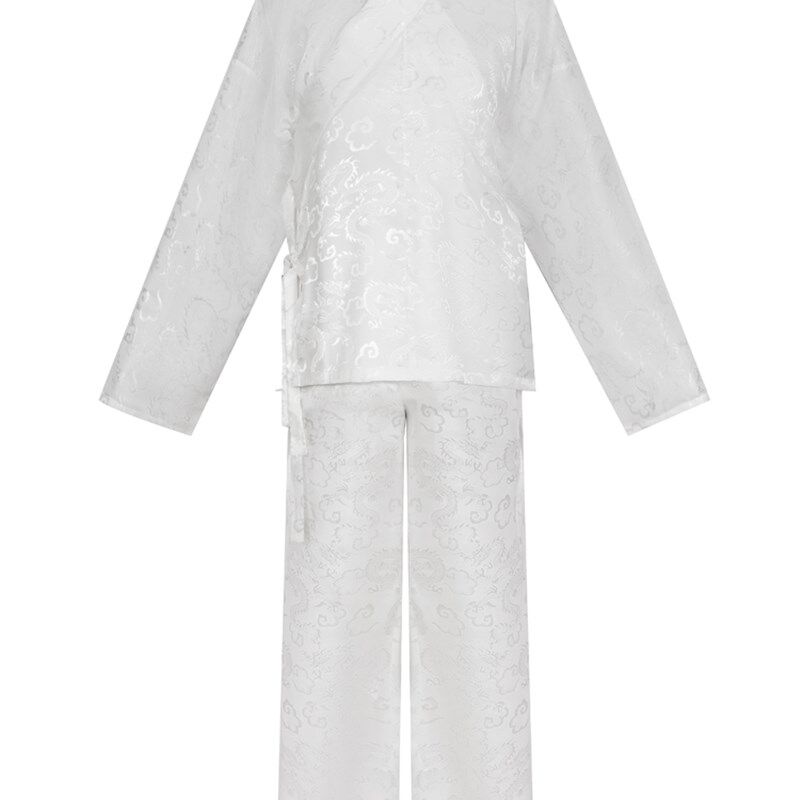 昭华赋汉服中衣中裤直袖内搭里衣可搭配道袍圆领袍男女暗纹黑白色