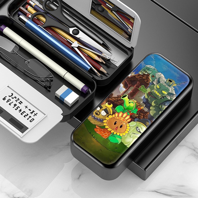 植物大战僵尸文具盒小学生铅笔盒笔袋双层大容量笔盒多功能创意