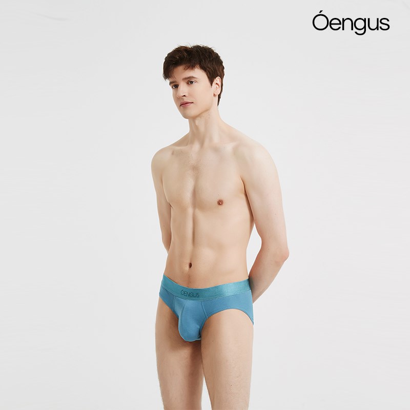 Oengus竹炭纤维蓝色男士三角裤男性感简约竹纤维内裤男抗菌透气