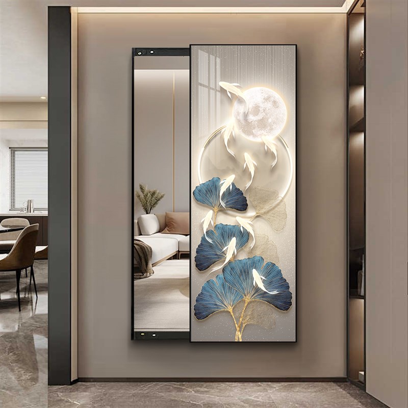 银杏九鱼隐形全身镜推拉隐藏式镜子卧室试衣镜壁挂家用穿衣镜