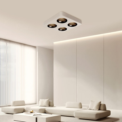 超薄明装led防眩斗胆射灯无主灯客厅卧室免吊顶四头方形吸顶筒灯