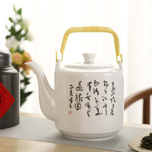 陶瓷大茶壶水壶800毫升2000毫升唐诗泡茶壶凉水壶黑色壶餐厅家用