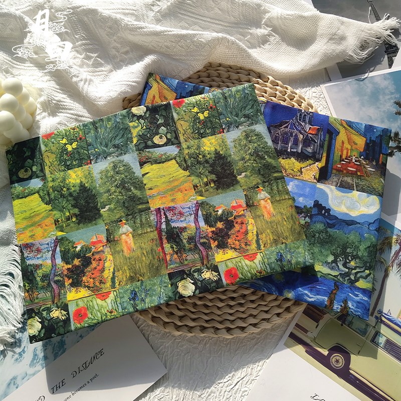 月白 油画 布艺手帐本书衣文艺风日记本手账本书皮文创礼物