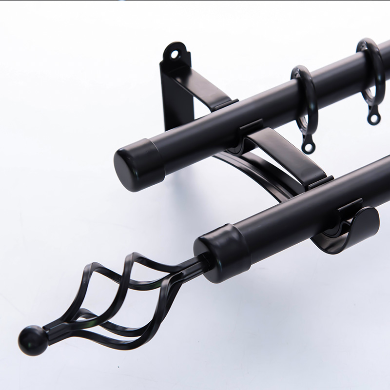 【金屋子家居】北欧窗帘杆黑白罗马杆子简约窗帘导轨单双窗帘轨道