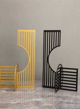 新中式金属屏风样板房售楼部卧室书房客厅餐厅电视柜桌面玄关摆件