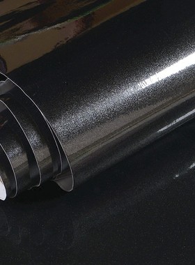 光亮面黄色壁纸自粘防水防潮老旧家俱阳台厨房整体橱柜门翻新贴纸