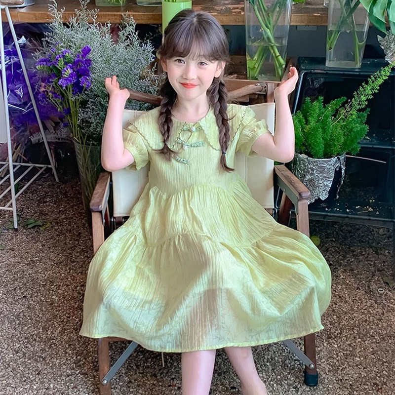 女童夏装连衣裙2024新款童装小女孩夏天学院风公主裙儿童夏季裙子
