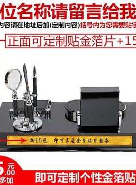 老板办公室桌面文台笔筒摆件木质商务台历架经理现代定制收纳简约