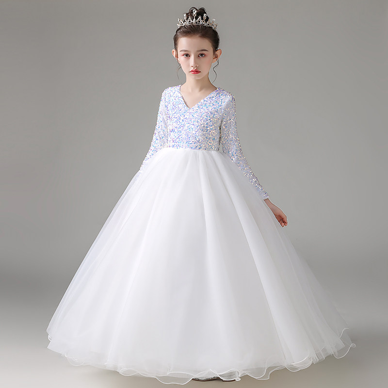 高端儿童长袖亮片生日宴会公主裙女童小提琴演奏主持人演出晚礼服,童装/婴儿装/亲子装,儿童礼服,淘宝优惠券,粉丝福利购,淘宝优惠卷