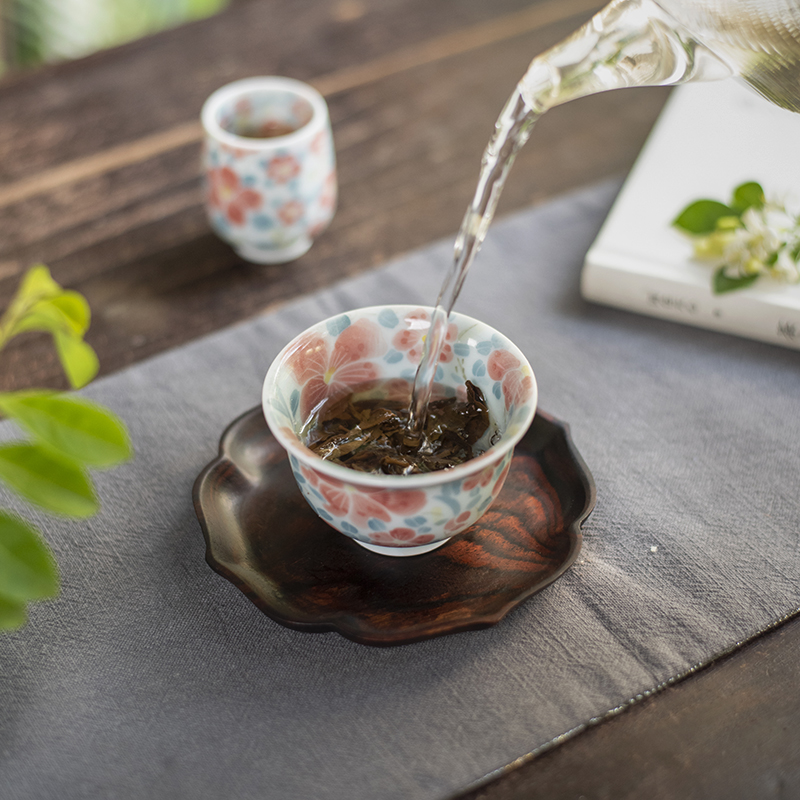 日式手工大红酸枝木壶承干泡台茶壶垫紫砂茶承干果点心盘茶具配件