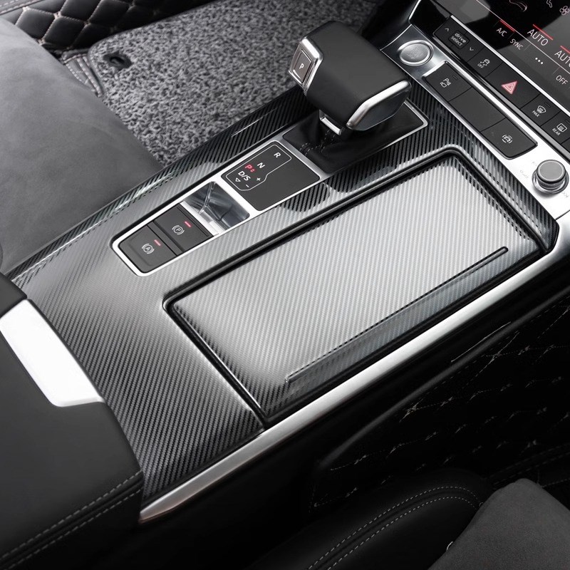 适用于19-24款奥迪A6L中控排挡面板装饰贴档位水杯A7内饰改装升级