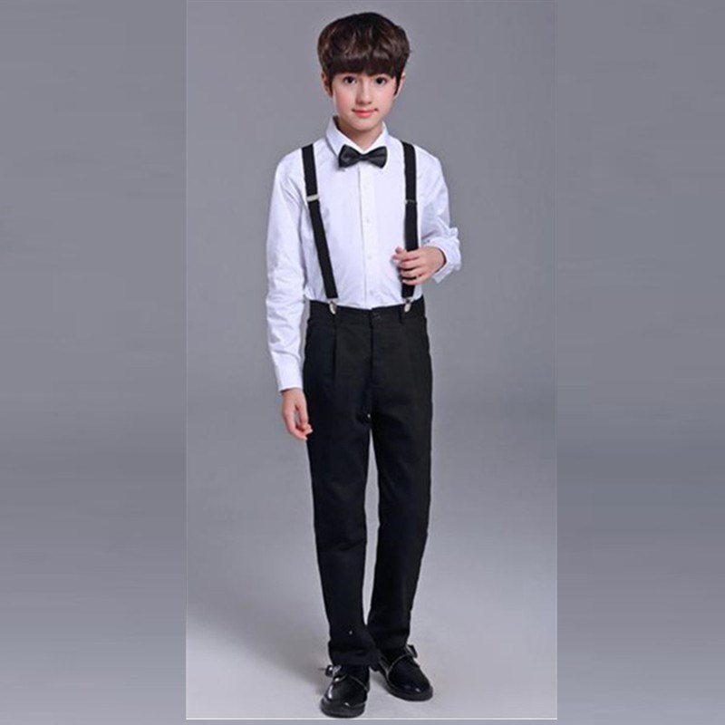 男童背带裤演出服主持人小礼服儿童朗诵大合唱演出白衬衣西裤套装