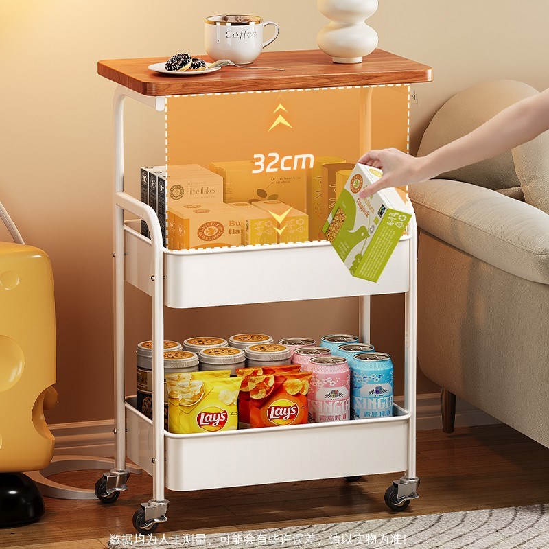 中古小推车沙发边几客厅零食置物架收纳复古边柜可移动茶几小桌子