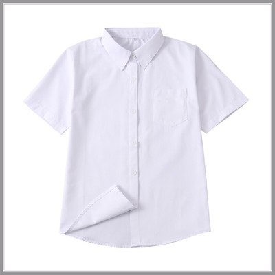 女短袖衬衫上衣V领圆领姓姓领白色粉色蓝色黑色JK工作服班服校服