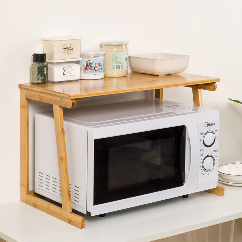 厨房置物架调料架收纳储物架落地桌面台面用品双层烤箱微波炉架子