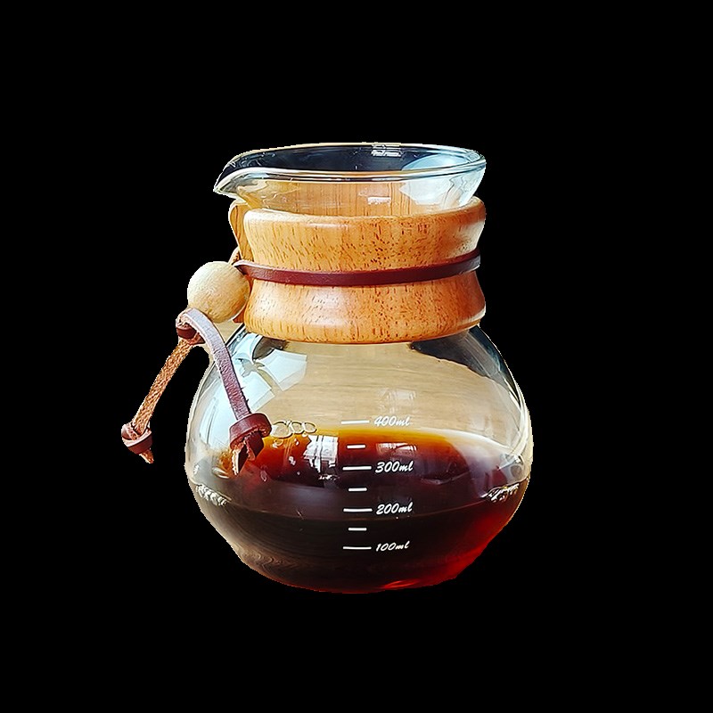 手冲咖啡壶分享壶带刻度公杯挂耳杯木柄品鉴杯耐高温玻璃可加热
