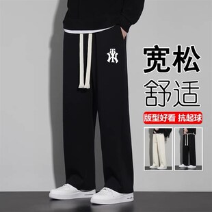 运动休闲裤子男士韩版高腰直筒阔脚裤春秋季学生潮流宽.松百搭长