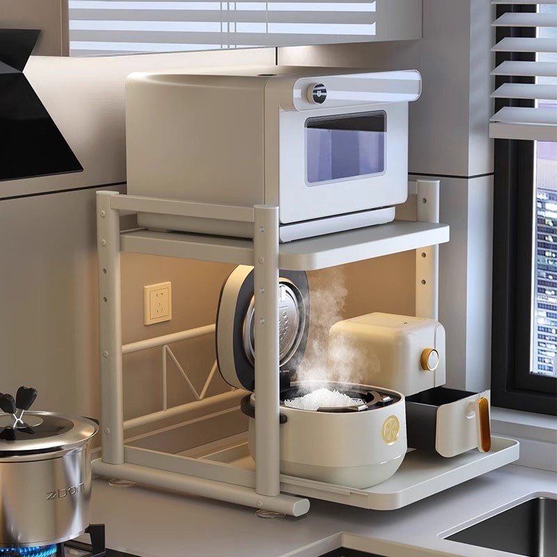 德国可抽拉电饭煲置物架厨房微波炉支架多功能电器锅烤箱收纳架子