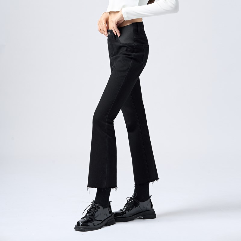 孕妇喇叭裤春秋款低腰无托腹夏季牛仔裤小个子九分微喇裤春装外穿