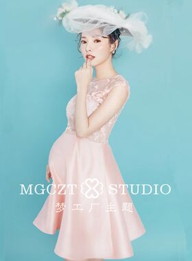 新款孕妇拍照服装写真服饰韩版粉色摄影服影楼孕妈照相艺术照礼服