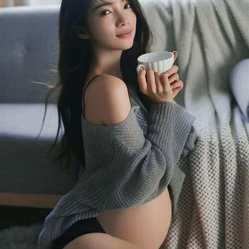 孕妈拍照影楼新款针织套装温柔风孕妇照服装在家拍室内孕味照衣服