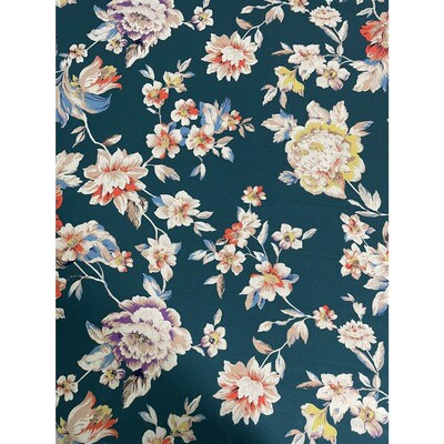 E340夏季深绿色底印花雪纺布头 柔软垂坠透气连衣裙大摆长裙面料