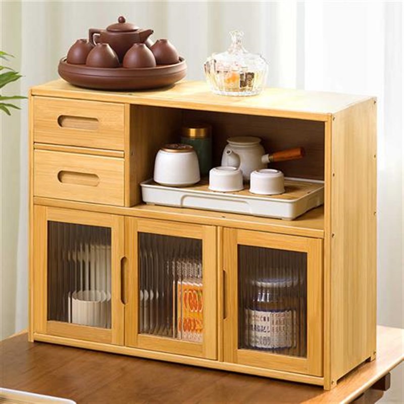 茶叶置物架茶水柜子茶台小茶桌台B面家用实木功夫边几茶具边柜茶