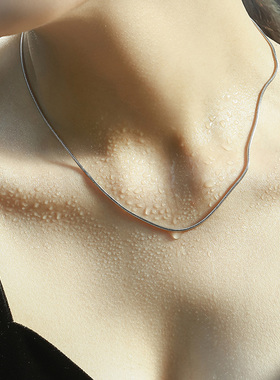 蛇骨链999纯银项链女网红简约颈链气质锁骨链轻奢小众链子配饰