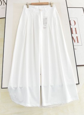 阔系2025夏款高腰显瘦阔腿裤简约休闲气质百搭白色直筒裤女