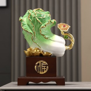 百财如意摆件白菜招财公司店铺开业礼物乔迁客厅酒柜玄关工艺装 饰