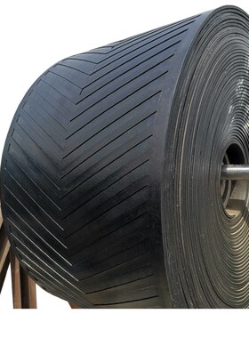 输送带人字花纹防滑带尼龙传送带上凸帆布带环形带矿用阻燃带PVG