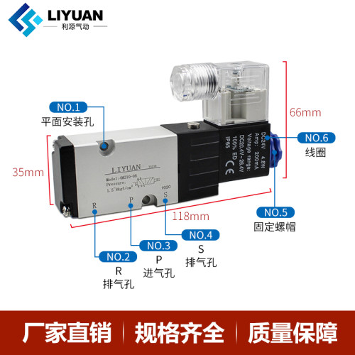 二位五通先导式板式贴面蝶阀电磁阀4M210-08/4M310-10/4M410-15