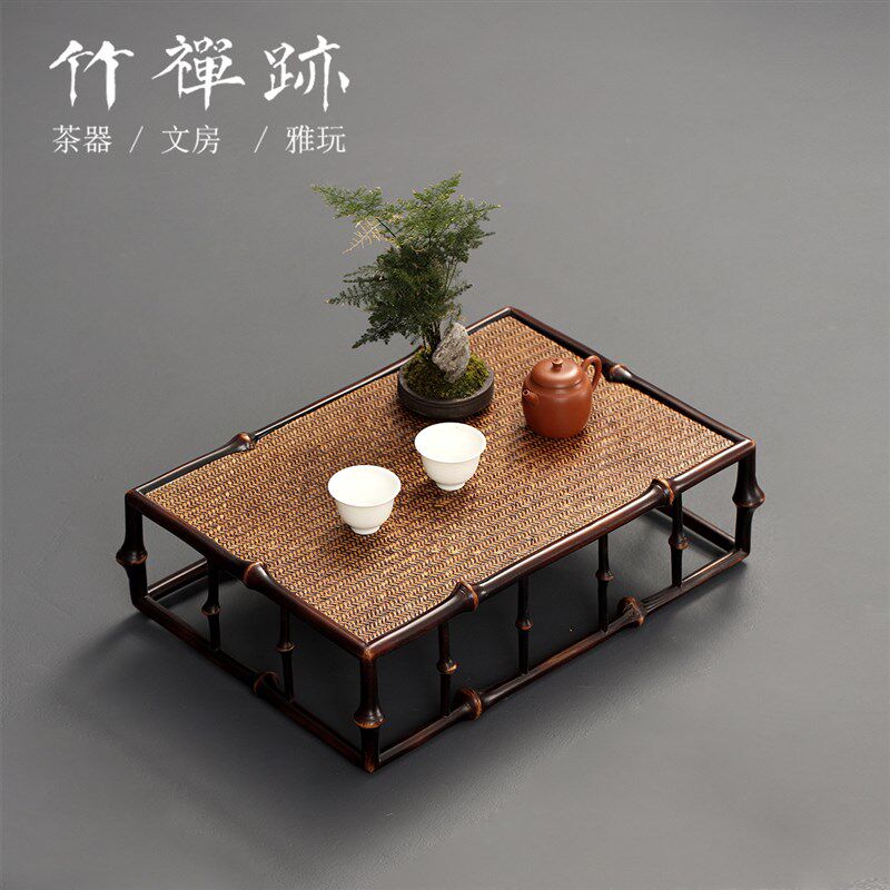 竹禅迹筇竹茶台 飘窗台茶具收纳盘榻榻米茶托盘置物盘小茶台文盘