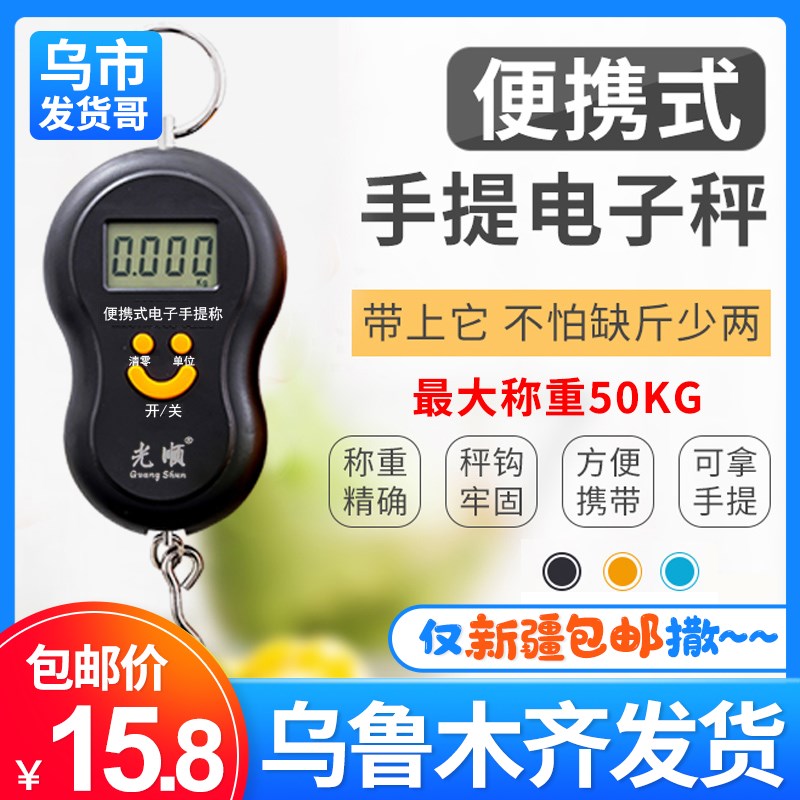 新疆包邮便携式电子秤高精度迷你手提秤家用手拿弹簧快递勾称小秤