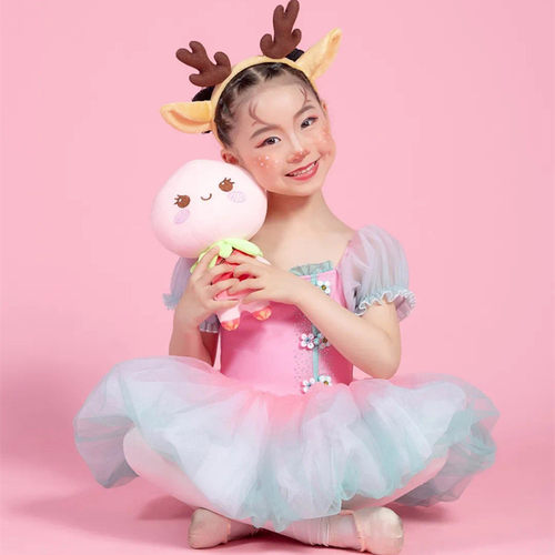 儿童演出服蓬蓬裙女童纱裙云川之舞桃萌幺幺舞蹈服幼儿表演服可爱