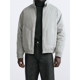 柜529!ZA秋冬新品男装科技面料棉服夹克立领厚外套棉衣 8281326