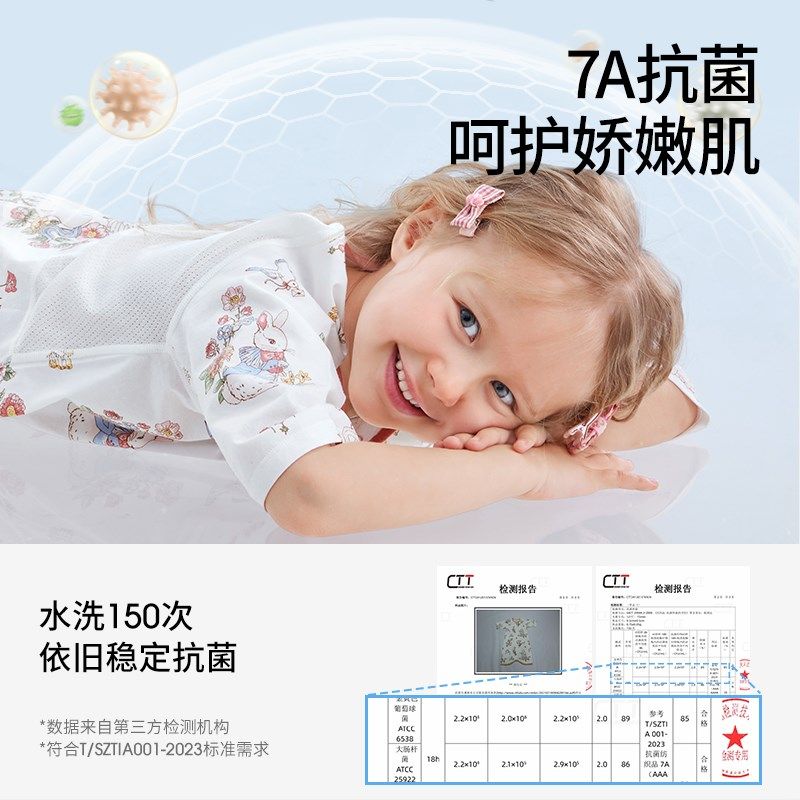 贝肽斯婴儿睡裙夏季薄款女童睡袋纯棉a类透气网眼家居服儿童睡衣